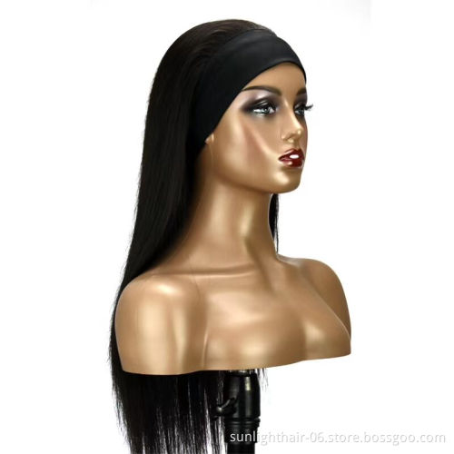 2021 New Arrival Human Hair Wig Band Wig machine Headband Wigs natural hair bangs